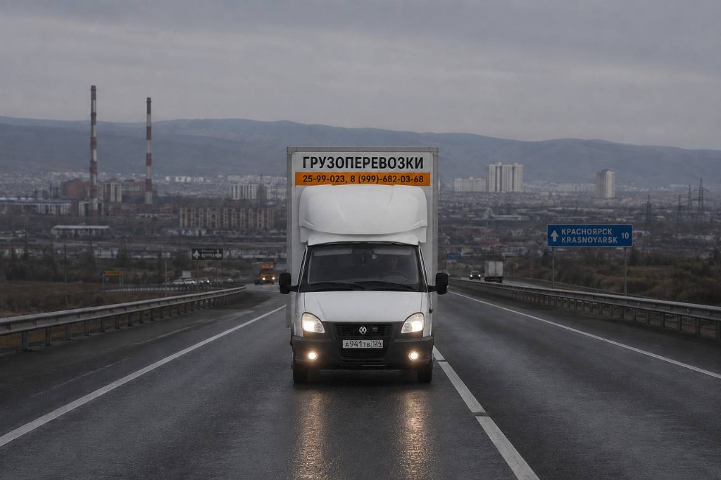 Грузовик на трассе в Красноярск